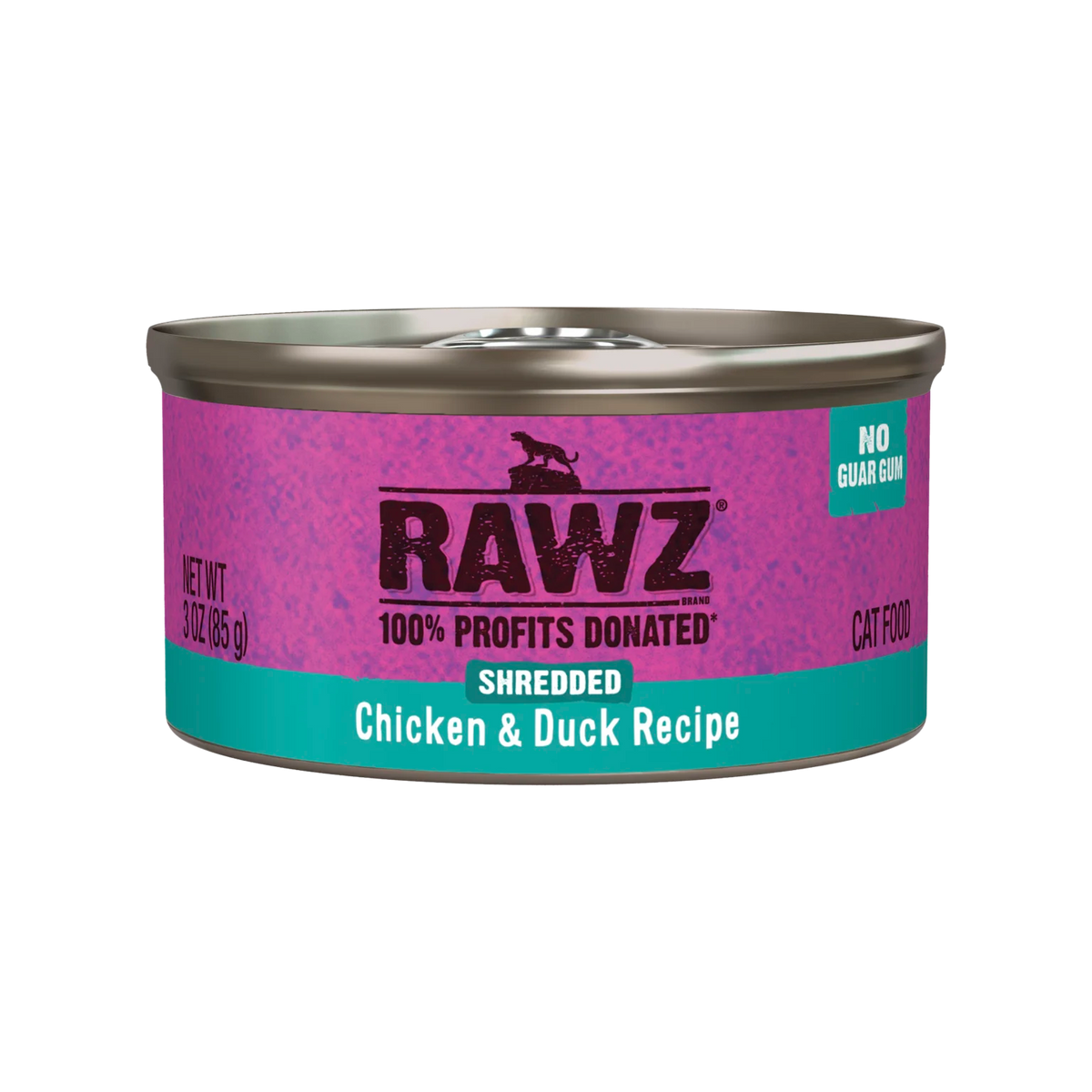 RAWZ Shredded Chicken & Duck Cat Food Recipe – 3 oz package, front