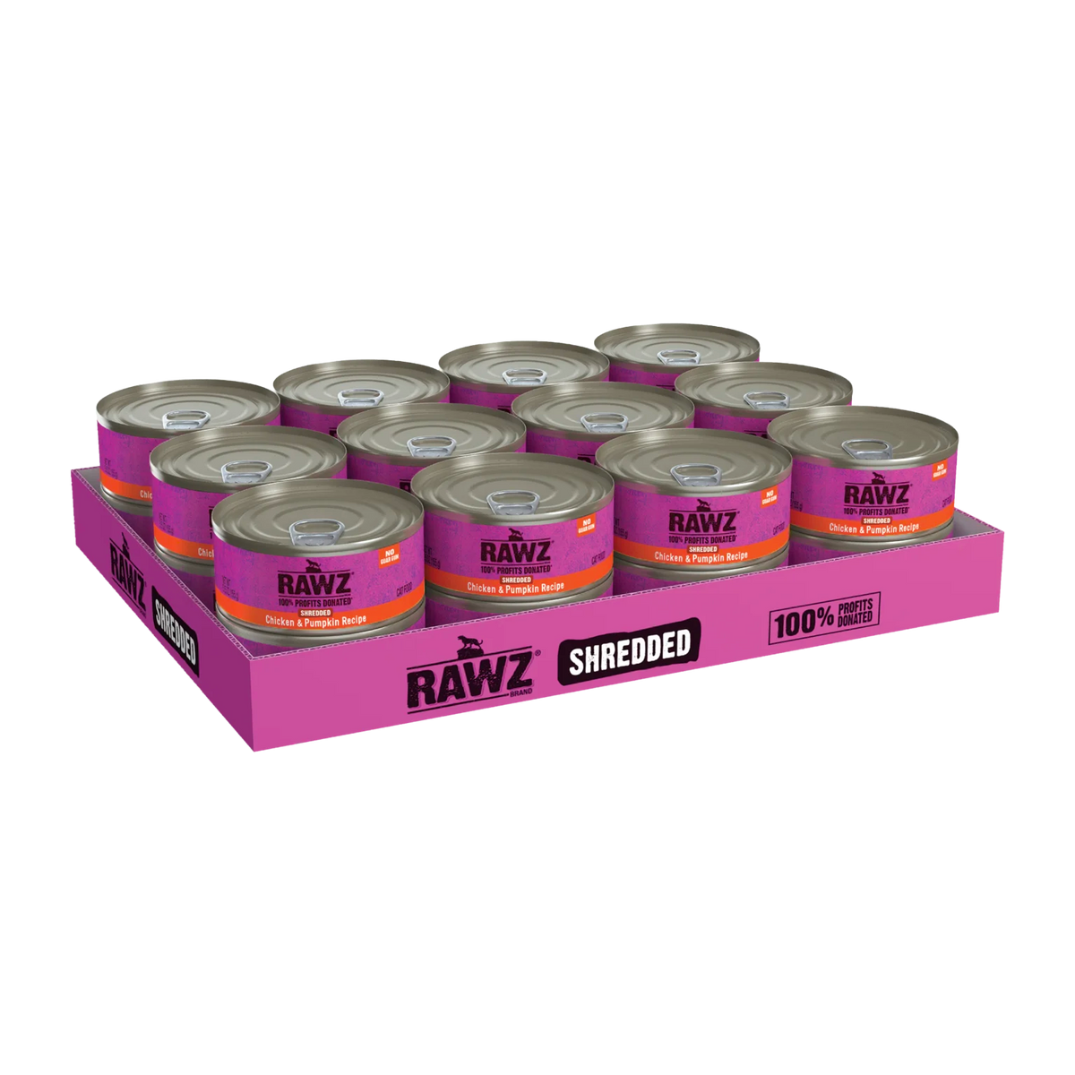 RAWZ Shredded Chicken & Pumpkin Cat Food Recipe – 5.5 oz case tray
