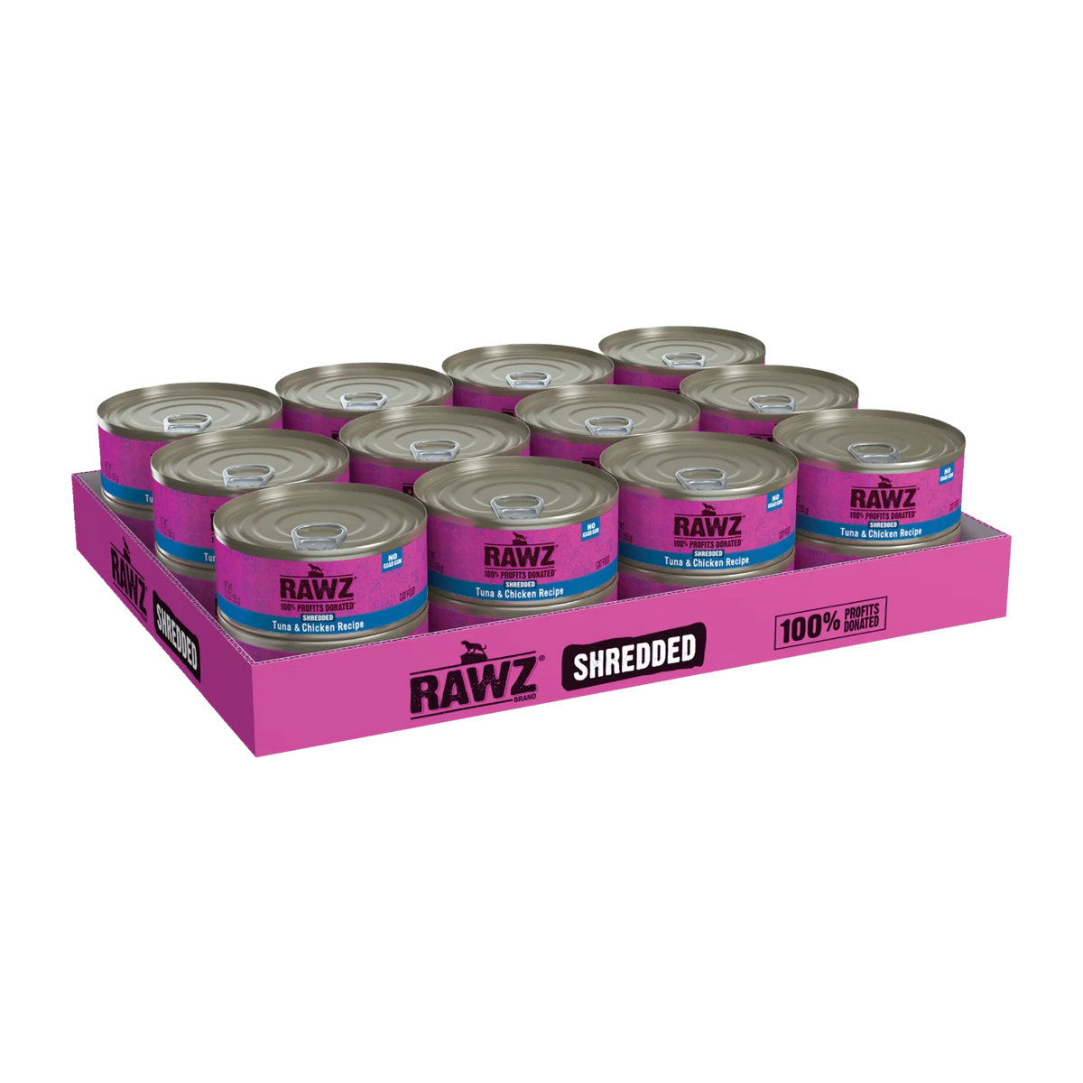 RAWZ Shredded Tuna & Chicken Cat Food Recipe – 5.5 oz case tray