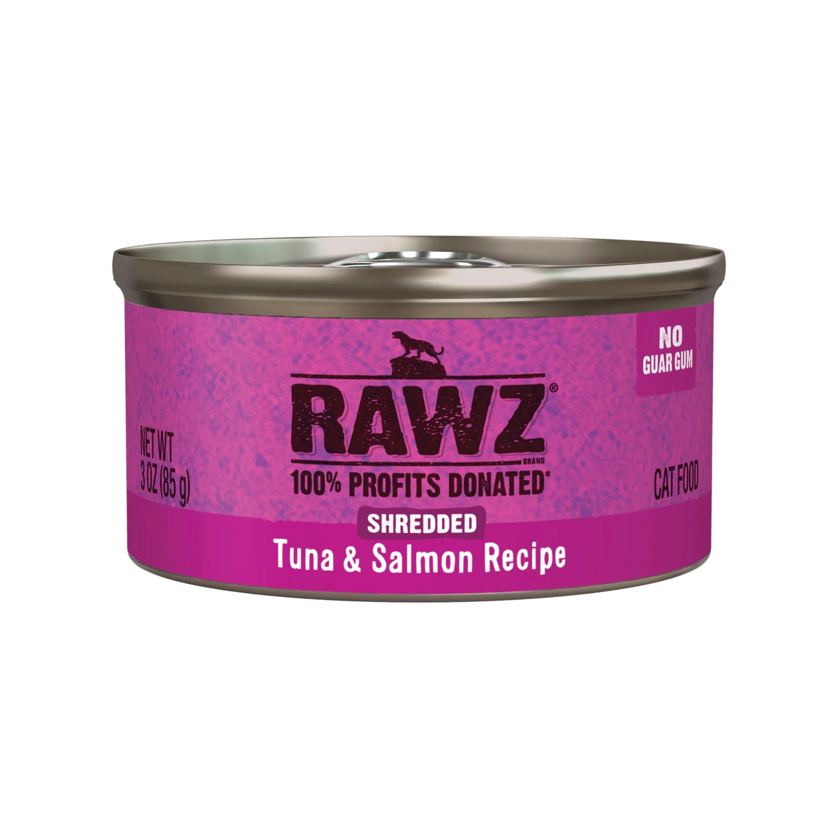 RAWZ Shredded Tuna & Salmon Cat Food Recipe – 3 oz package, front