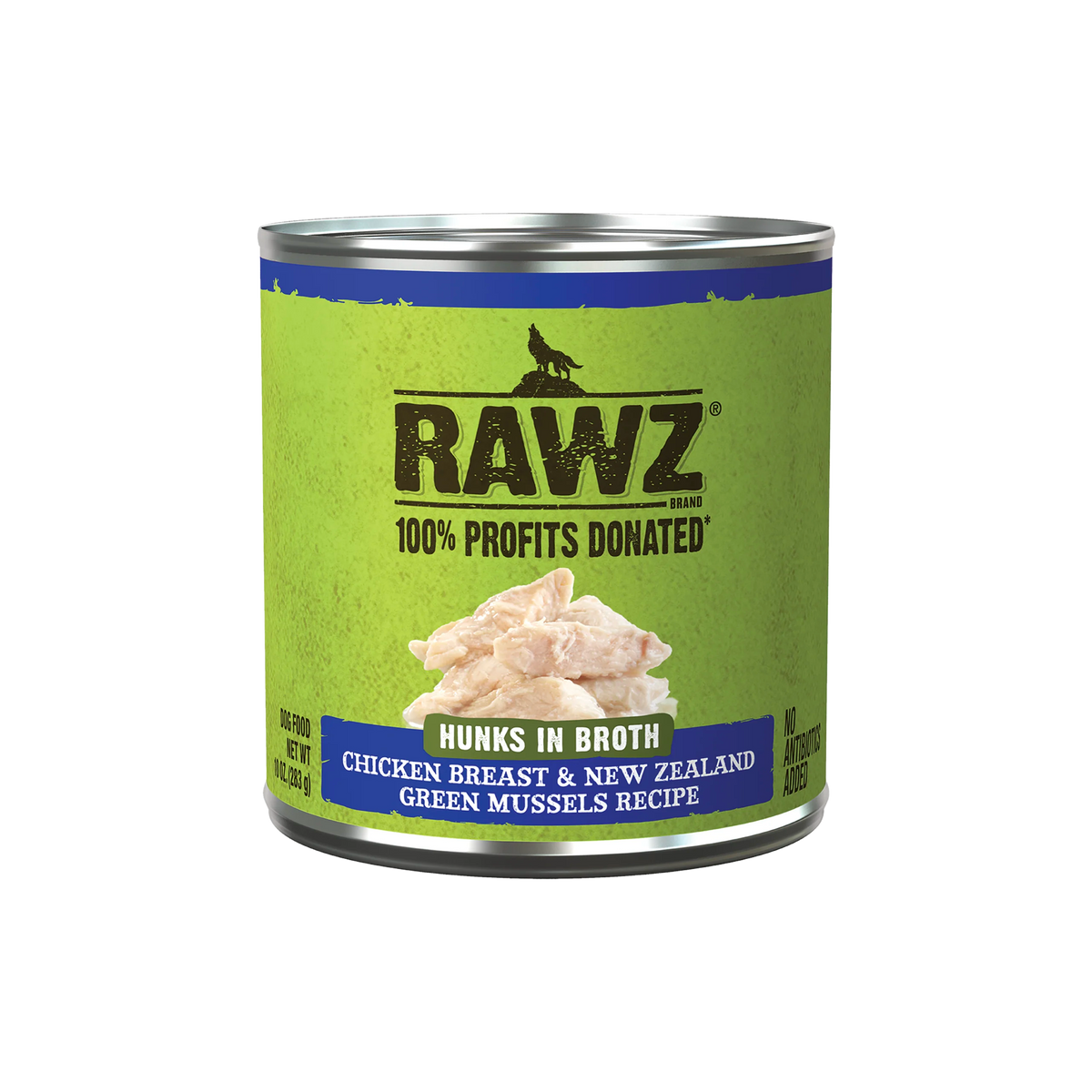 Rawz Hunks in Broth Chicken Breast & New Zealand Green Mussels Canned Dog Food