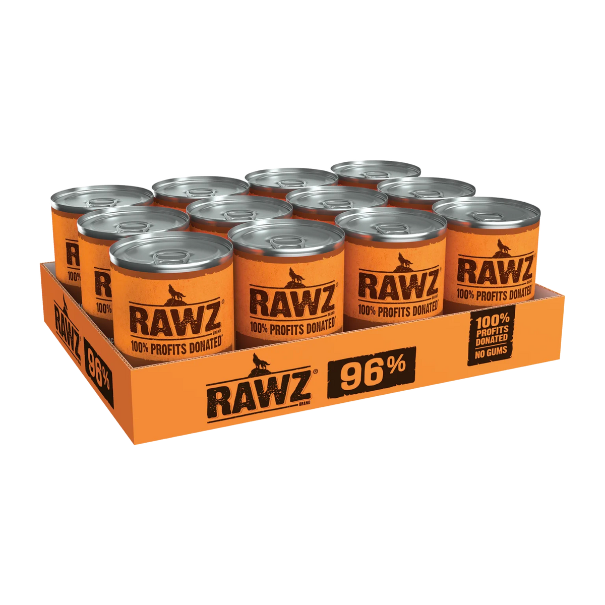 RAWZ 96% Duck, Turkey & Quail Dog Food – 12.5 oz case tray