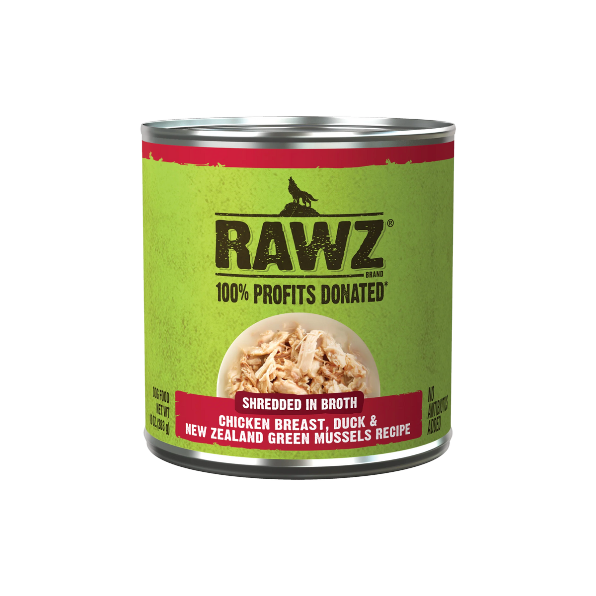 Rawz Shredded Chicken Breast, Duck & New Zealand Green Mussels Canned Dog Food