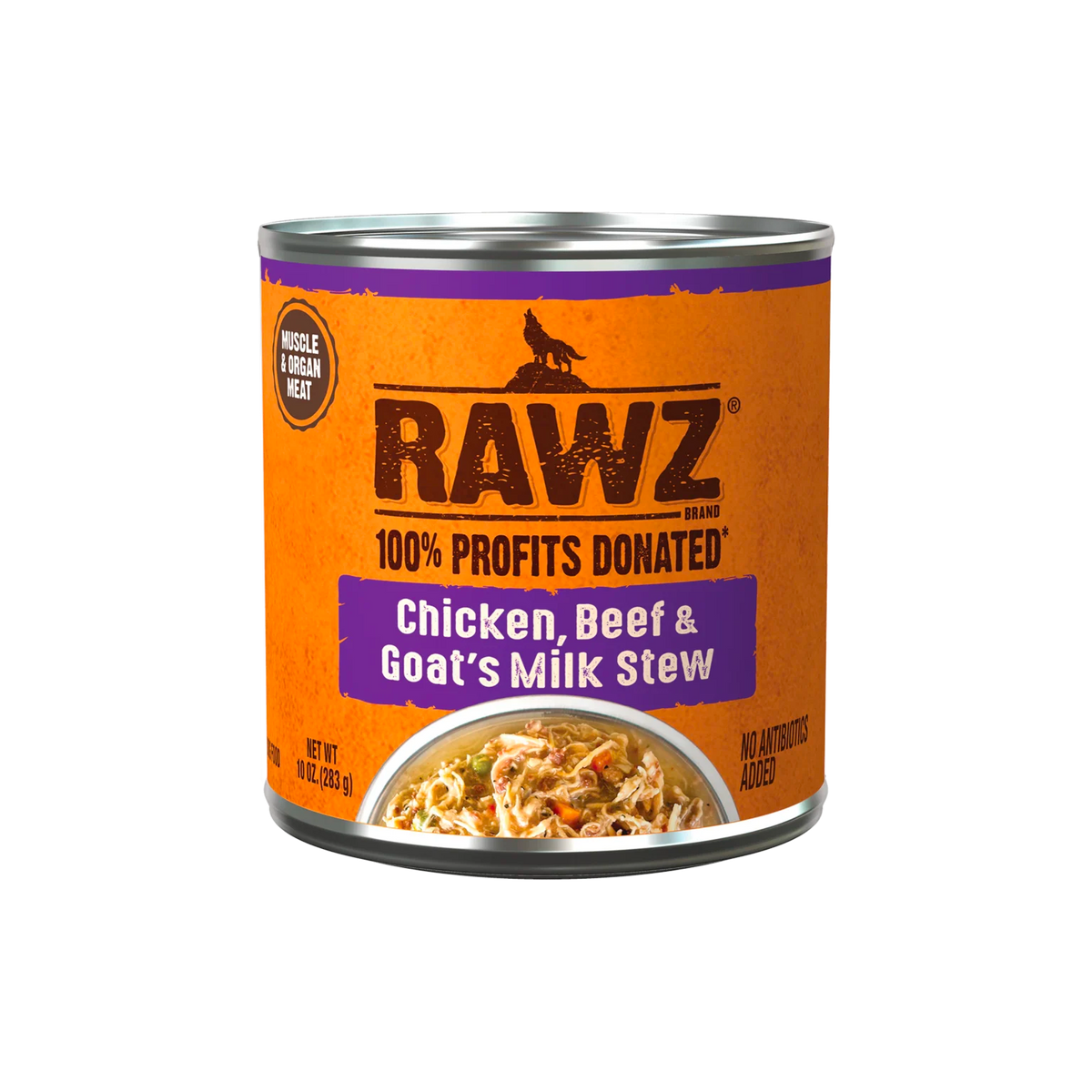 RAWZ Stew - Chicken, Beef & Goat's Milk Dog Food – 10 oz package, front