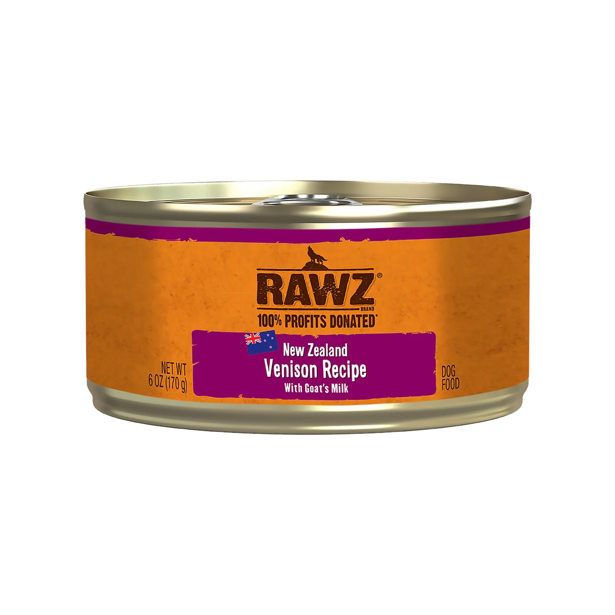 RAWZ 94% Venison Recipe with Goat's Milk Pate Dog Food – 6 oz package, front