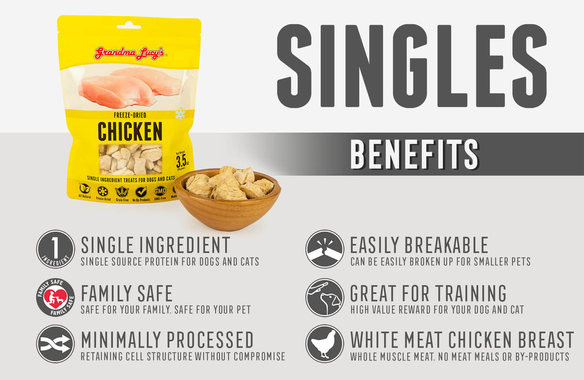 Grandma Lucy's Singles Chicken Freeze-Dried Dog & Cat Treats