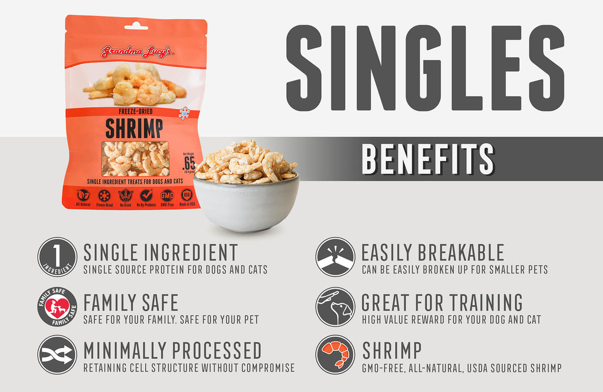 Grandma Lucy's Singles Shrimp Freeze-Dried Dog & Cat Treats