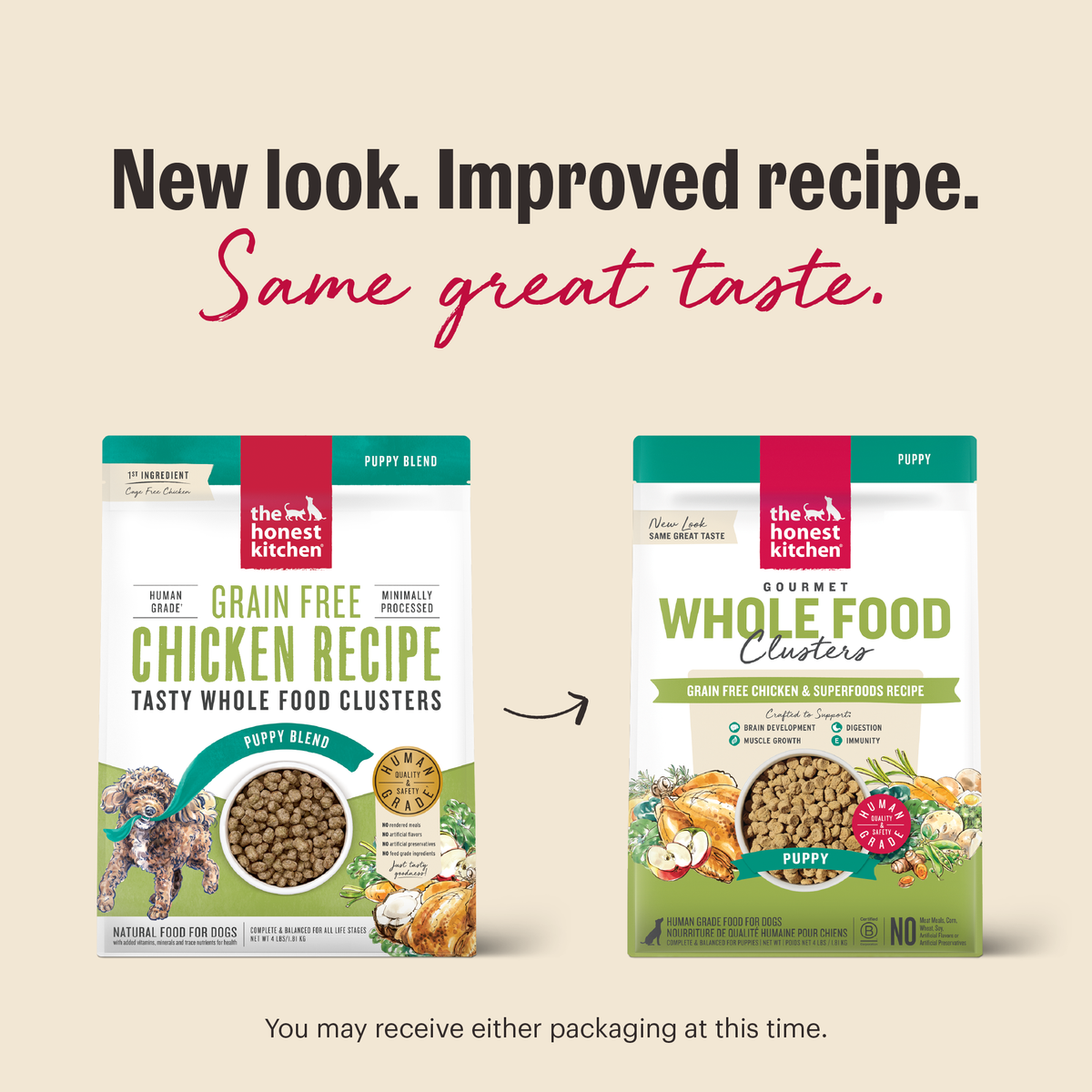 The Honest Kitchen Grain Free Chicken Whole Food Clusters for Puppies Dry Dog Food