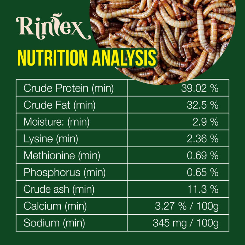 RINLEX 1 Lbs Dried Black Soldier Fly Larvae for Chickens, More Calcium Than Dried Mealworms,Treats for Layer Hens, BSF Larvae for Birds, Chickens, Wild Birds, Reptiles and Ducks
