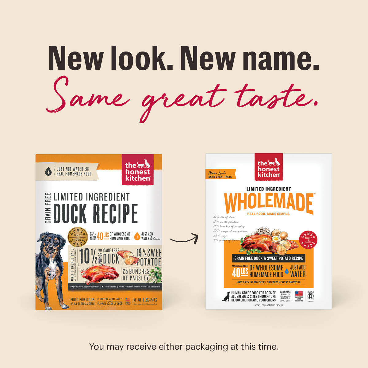 The Honest Kitchen Wholemade Limited Ingredient Duck & Sweet Potato Dehydrated Dog Food