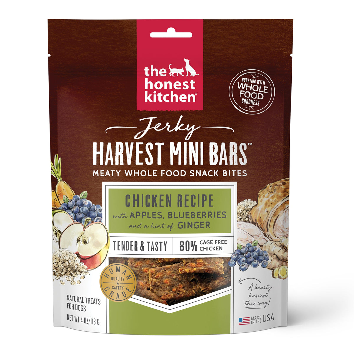 The Honest Kitchen Chicken Jerky Harvest Bars Dog Treats