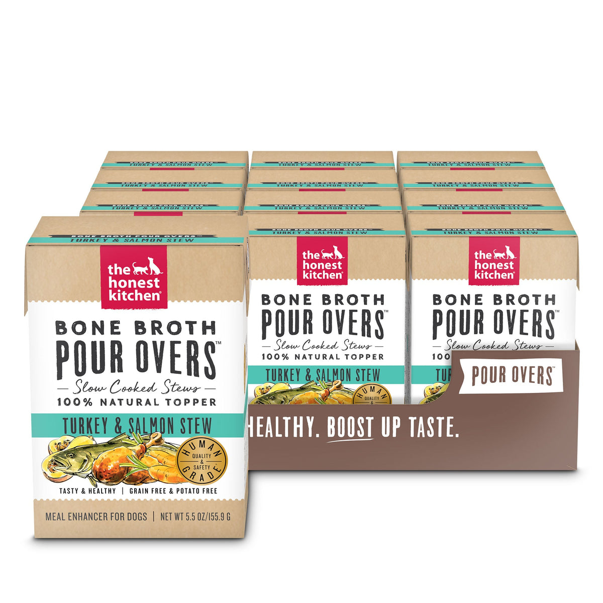 The Honest Kitchen Bone Broth Pour Overs - Turkey & Salmon Dog Food Topper
