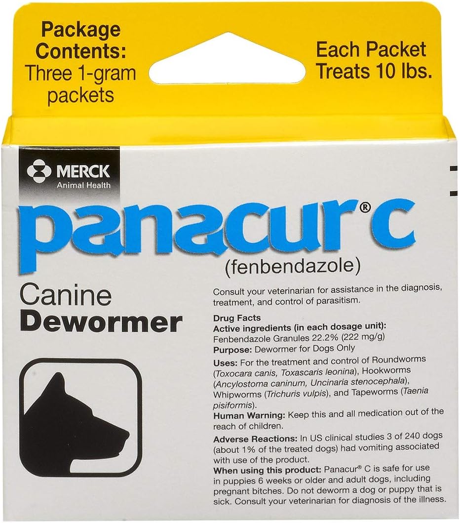 Panacur C Canine Dewormer (Fenbendazole), 1 Gram, 3 Count (Pack of 1)