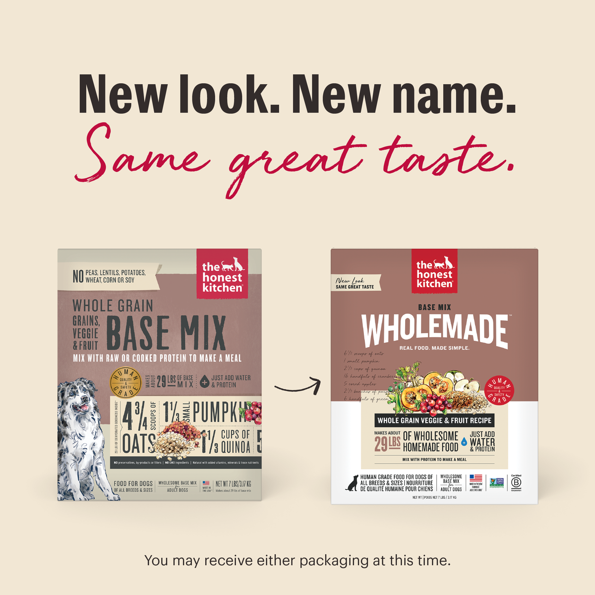 The Honest Kitchen Whole Grain Veggie & Fruit Wholemade Base Mix Dehydrated Dog Food