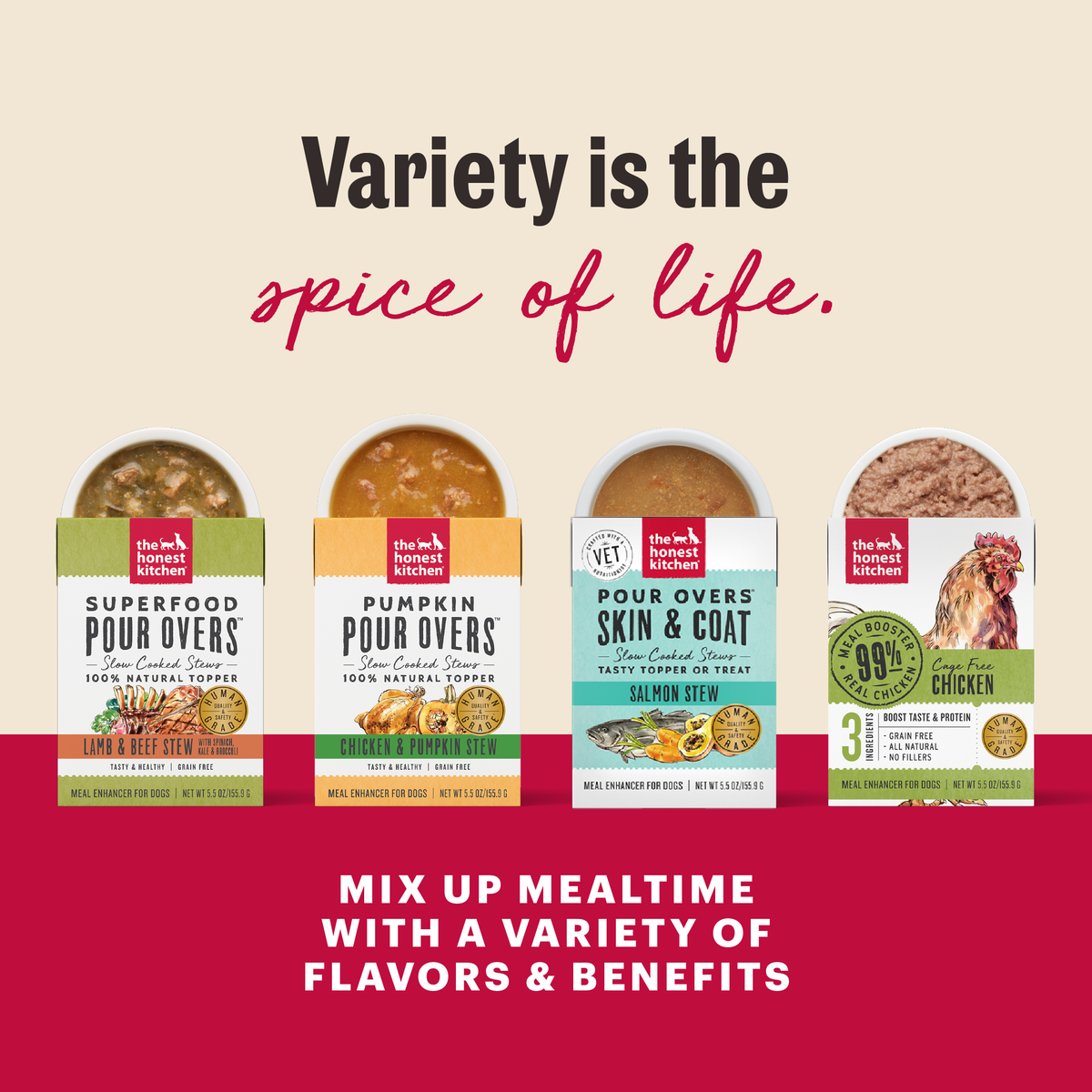 The Honest Kitchen Bone Broth Pour Overs - Turkey & Salmon Dog Food Topper