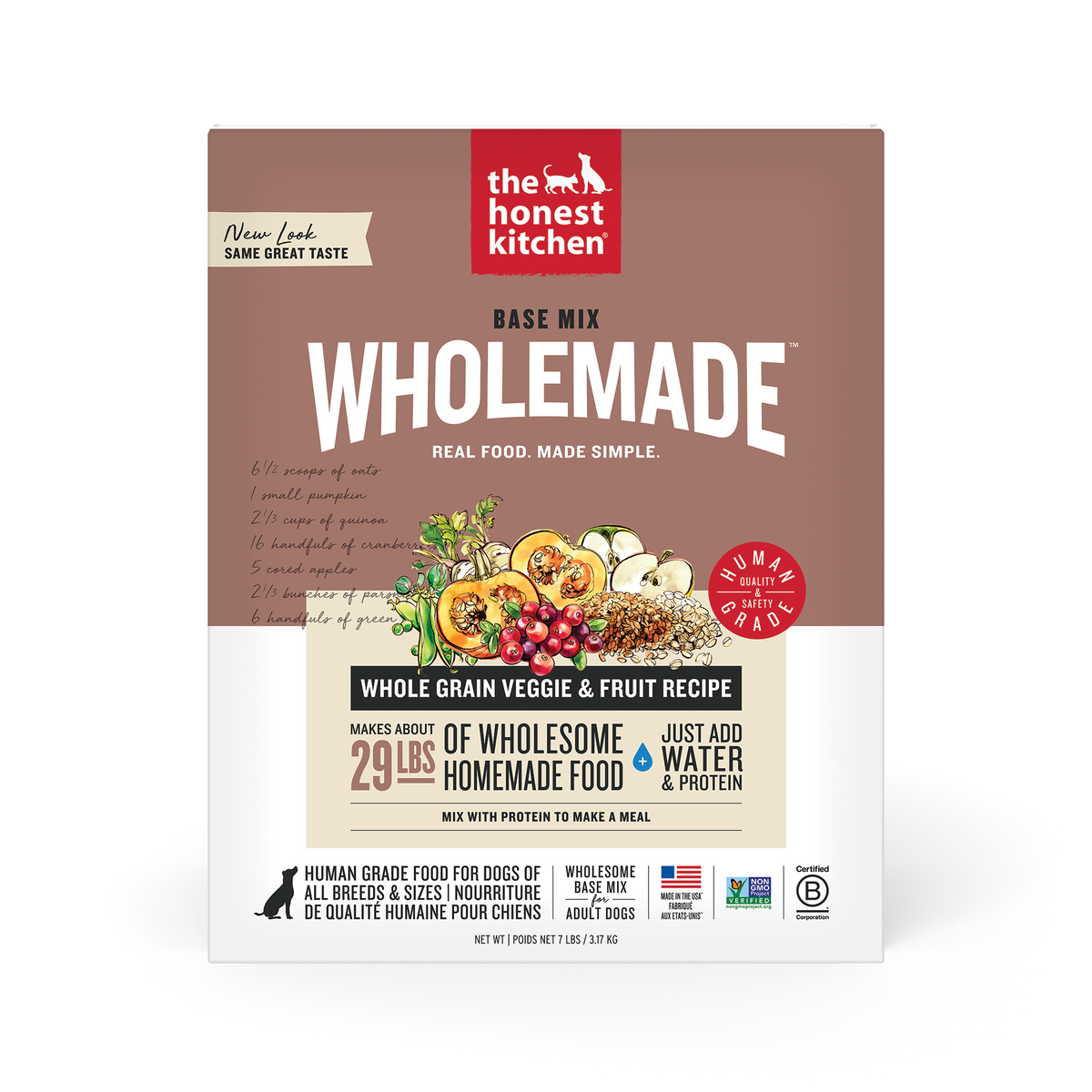 The Honest Kitchen Whole Grain Veggie & Fruit Wholemade Base Mix Dehydrated Dog Food