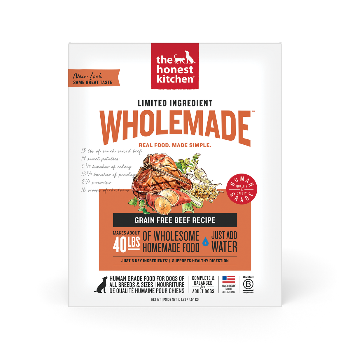The Honest Kitchen Wholemade Limited Ingredient Beef Dehydrated Dog Food