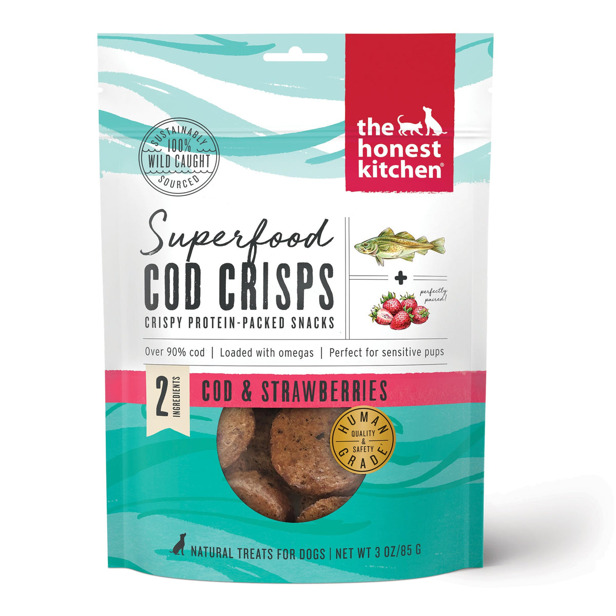 The Honest Kitchen Superfood Cod Crisps - Strawberry Dog Treats