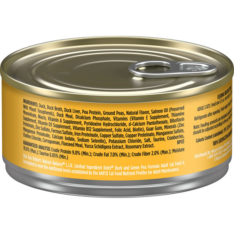 Natural Balance L.I.D. Limited Ingredient Diets Duck & Green Pea Formula Canned Cat Food