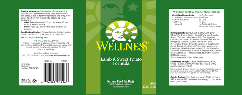 Wellness Complete Health Natural Lamb and Sweet Potato Recipe Wet Canned Dog Food