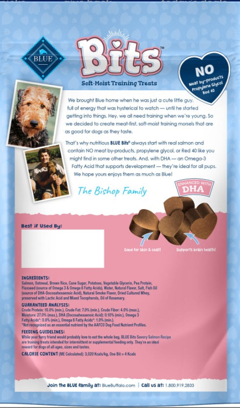 (6 Pack ) Blue Buffalo Blue Bits Treats Dog Pouches, 4 flovors ( 2 Tasty Chicken, 2 Tender Beef ,1 Savory Salmon, 1 Tempting Turkey), 4 Oz…