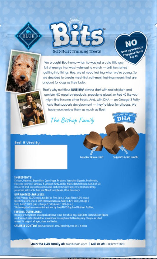(6 Pack ) Blue Buffalo Blue Bits Treats Dog Pouches, 4 flovors ( 2 Tasty Chicken, 2 Tender Beef ,1 Savory Salmon, 1 Tempting Turkey), 4 Oz…