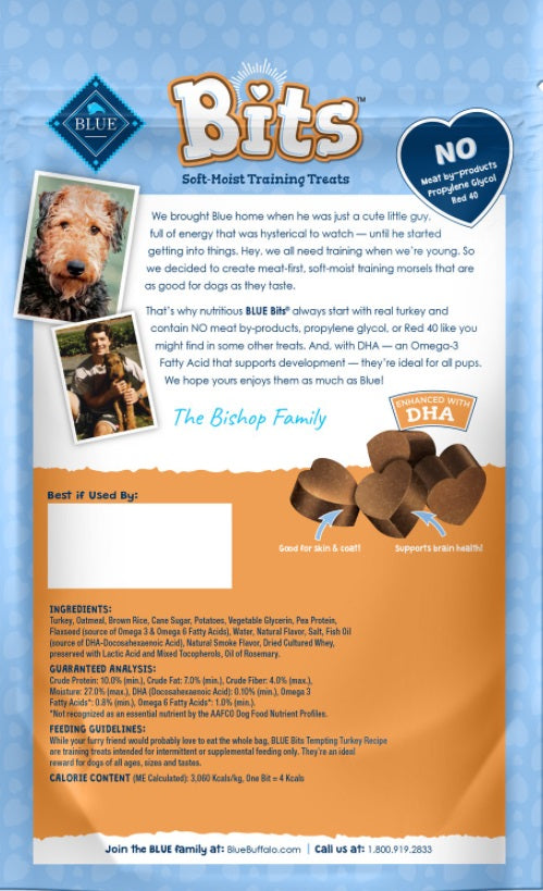 (6 Pack ) Blue Buffalo Blue Bits Treats Dog Pouches, 4 flovors ( 2 Tasty Chicken, 2 Tender Beef ,1 Savory Salmon, 1 Tempting Turkey), 4 Oz…