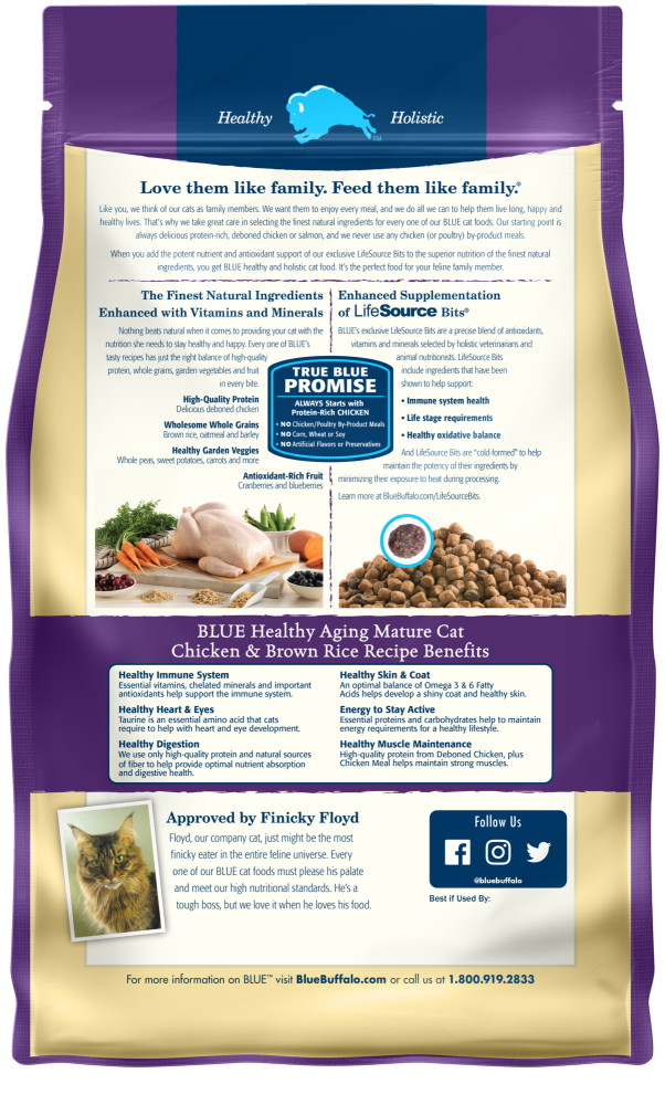 Blue Buffalo Healthy Aging Natural Chicken & Brown Rice Mature Dry Cat Food