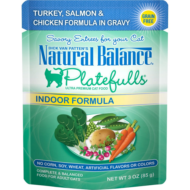 Natural Balance Platefulls Indoor Grain Free Turkey Salmon and Chicken in Gravy Pouch Wet Cat Food