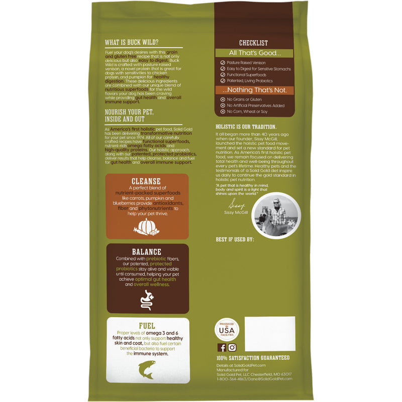 Solid Gold Buck Wild Adult Venison, Potato, & Pumpkin Recipe Dry Dog Food