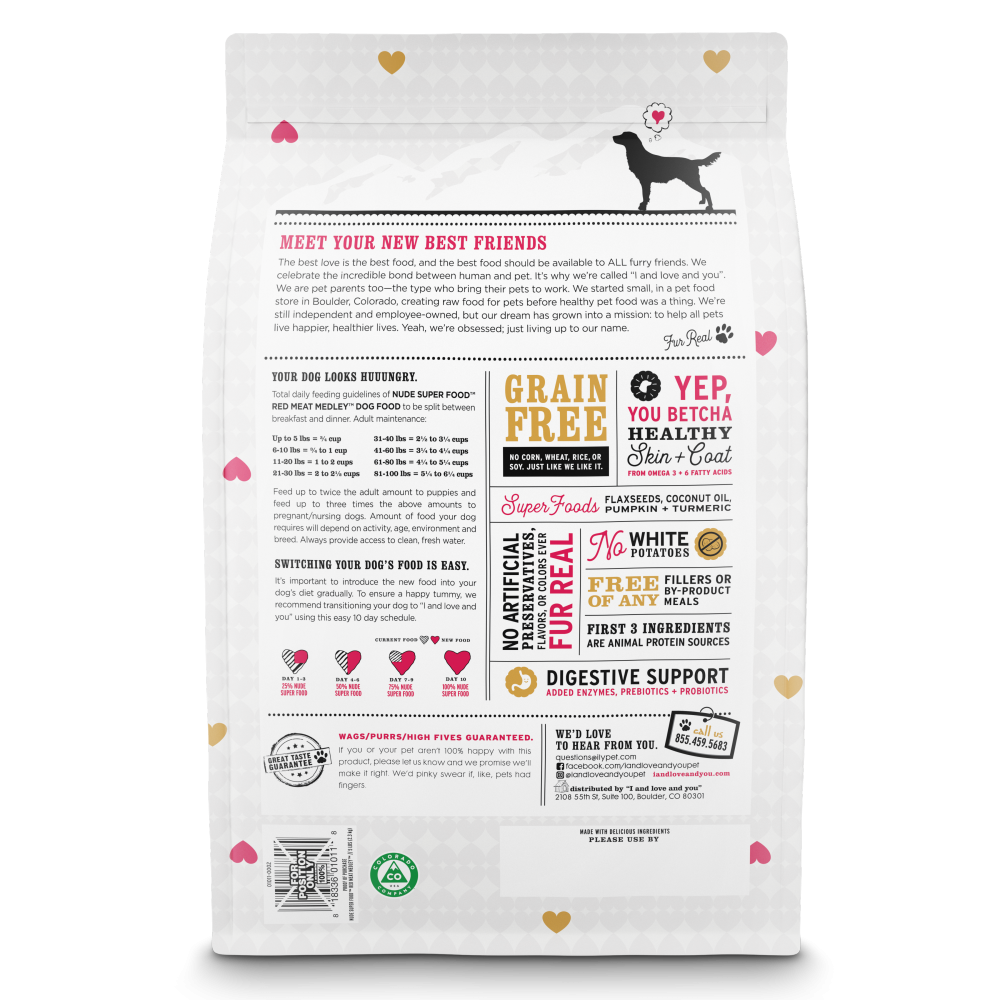 I and Love and You Grain Free Nude Super Food Red Meat Medley Dry Dog Food