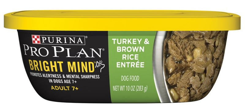 Purina Pro Plan Bright Mind Adult 7+ Turkey & Brown Rice Entree Dog Food Tray