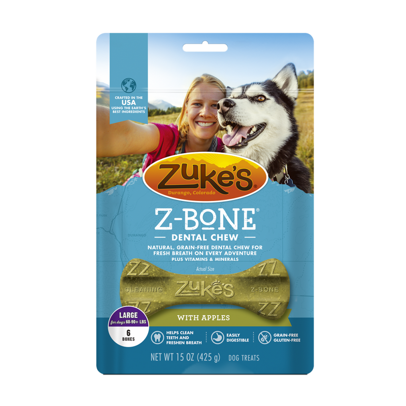 Zukes Z-Bones Grain Free Clean Apple Crisp Dental Dog Treats