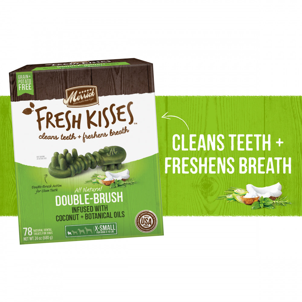 Merrick Fresh Kisses Grain Free Coconut Oil & Botanicals Extra Small Dental Dog Treats