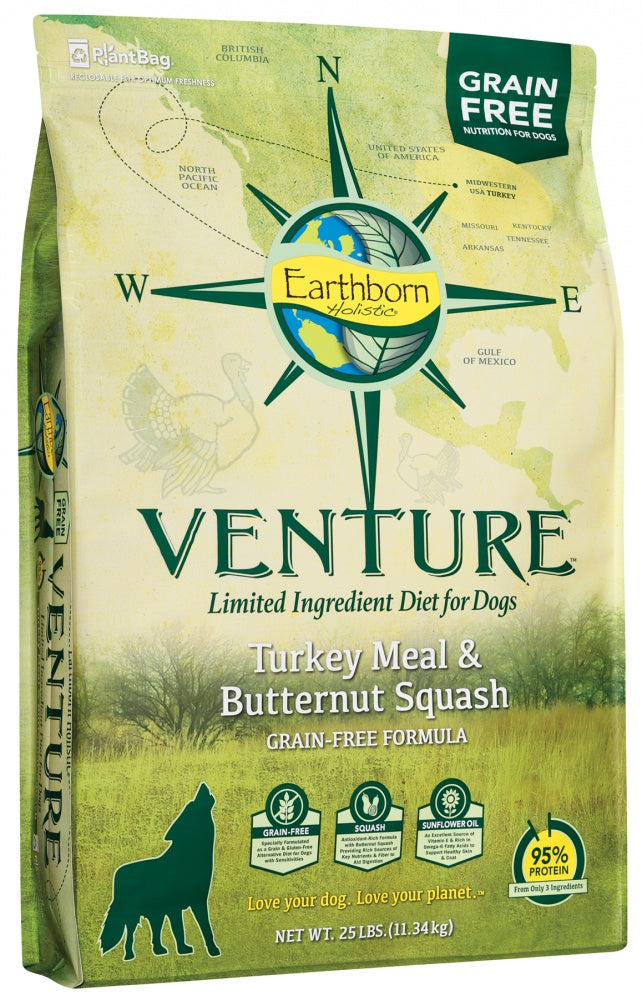Earthborn Holistic Venture Grain Free Turkey Meal and Butternut Squash Dry Dog Food