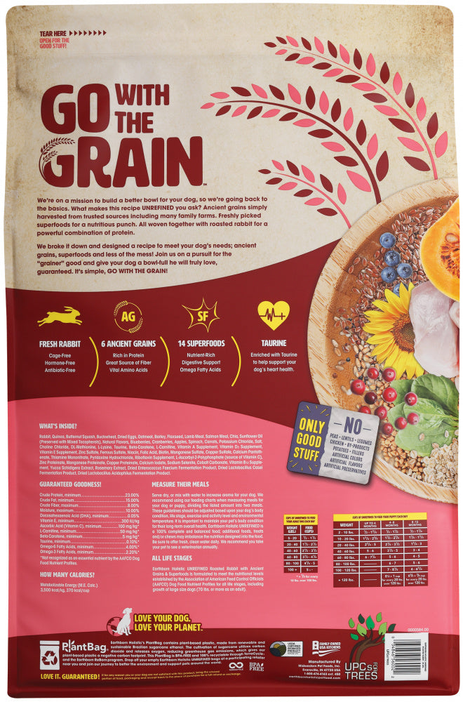 Earthborn Holistic Unrefined Roasted Rabbit with Ancient Grains & Superfoods Dry Dog Food