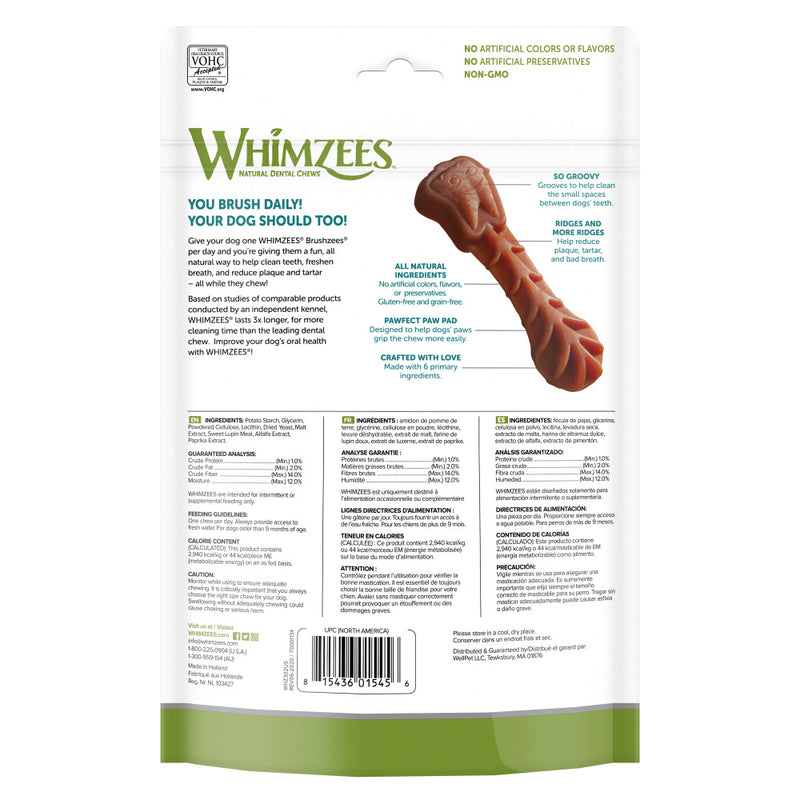 Whimzees Brushzees Natural Daily Dental Small Breed Dog Treats