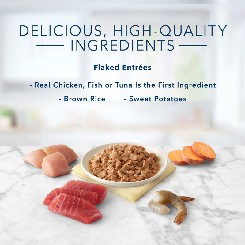 Blue Buffalo Tastefuls Natural Flaked Variety Pack Tuna, Chicken and Fish & Shrimp Entrees in Gravy Wet Cat Food