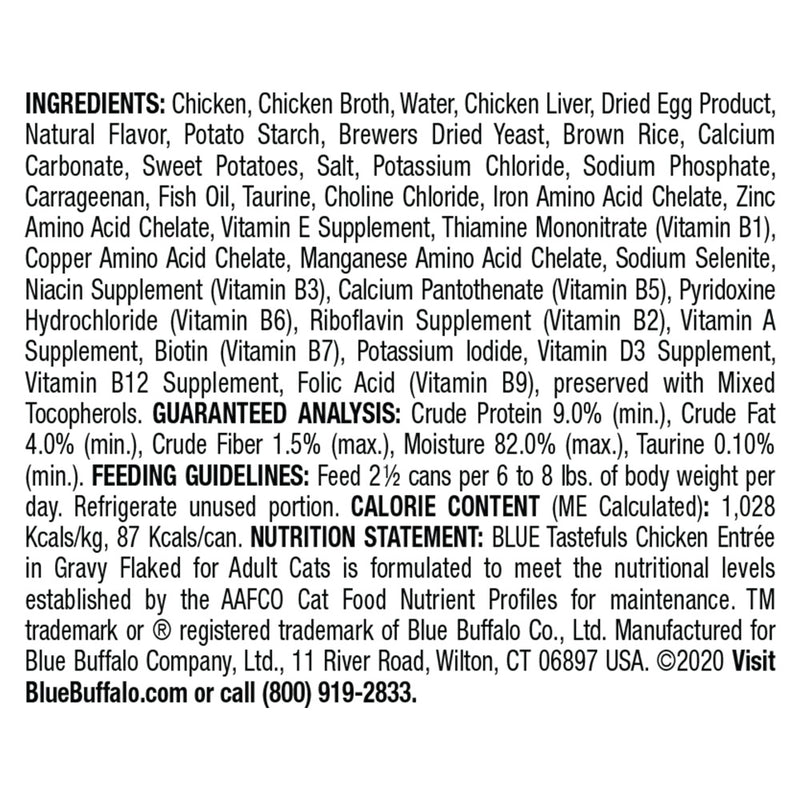 Blue Buffalo Tastefuls Natural Flaked Chicken Entree in Gravy Wet Cat Food