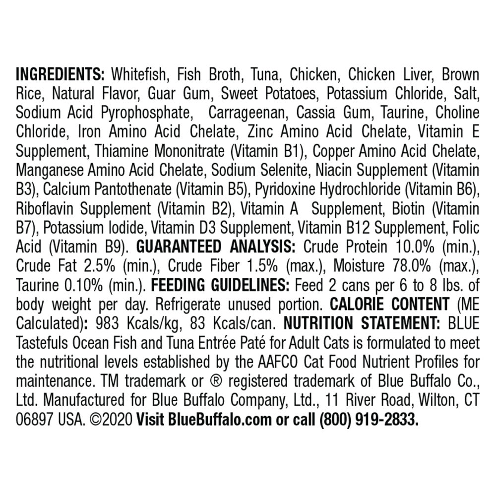 Blue Buffalo Tastefuls Natural Pate Ocean Fish & Tuna Entree Wet Cat Food