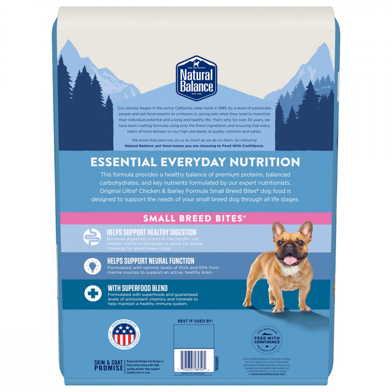 Natural Balance Original Ultra Chicken & Barley Formula Small Breed Bites Dry Dog Food
