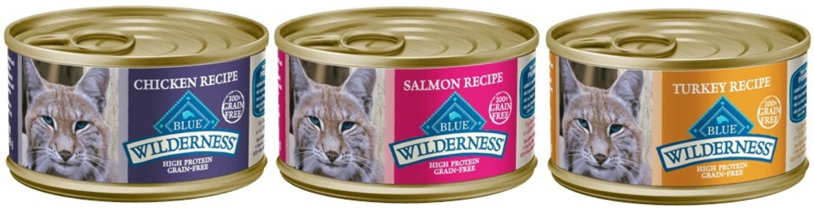 Blue Buffalo Wilderness Grain-Free Wet Cat Food Variety Box - 3 Flavors (Salmon, Turkey, and Chicken) - 12 (5.5 Ounce) Cans - 4 of Each Flavor